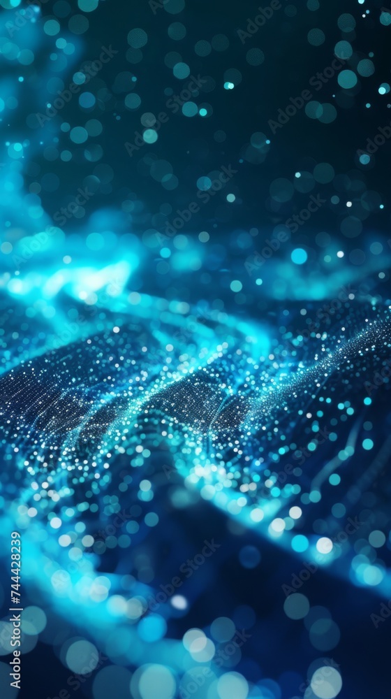 Aufkleber cyan and blue glow particle abstract bokeh background