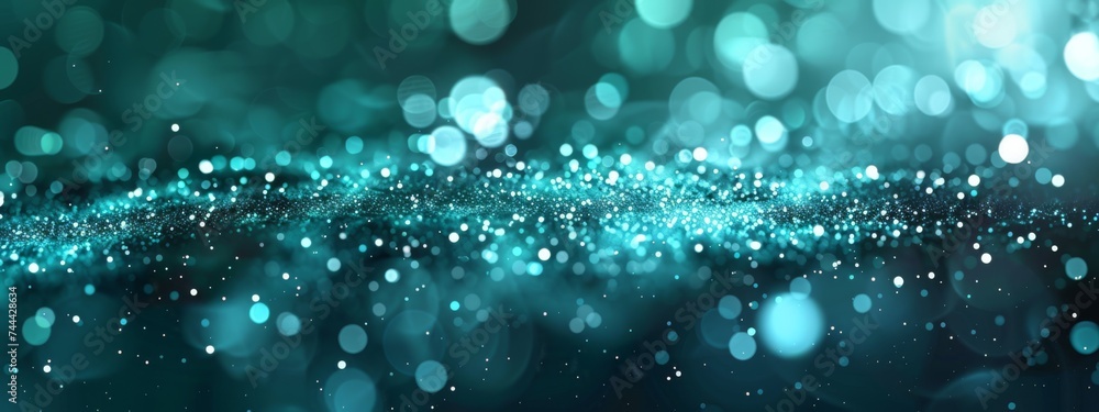 Aufkleber cyan and blue glow particle abstract bokeh background