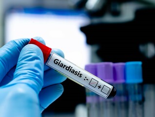 Obraz premium Blood sample of patient negative tested for giardiasis.