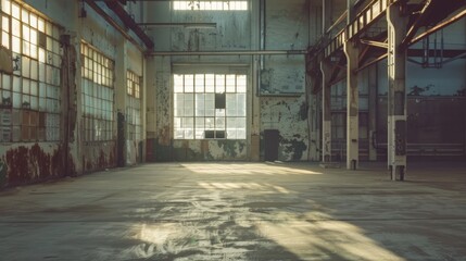 Abandoned factory building warehouse - obrazy, fototapety, plakaty