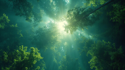 Fototapeta na wymiar Green forest against sky.