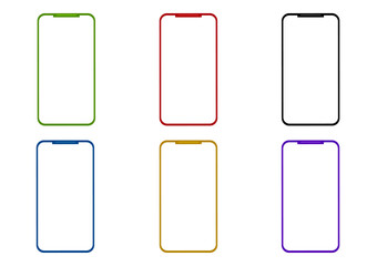 カラフルなスマートフォンのイラストセット