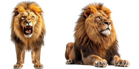 Lion isolated on transparent background - obrazy, fototapety, plakaty