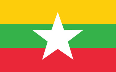 Myanmar national official flag symbol, banner vector illustration.