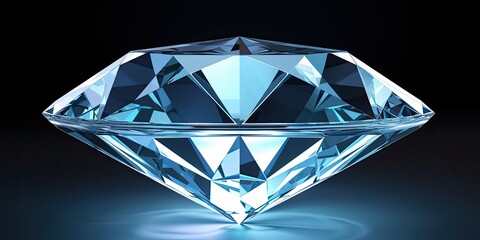 Stunning Contrast: Blue Diamonds Sparkling Against a Deep Black Surface