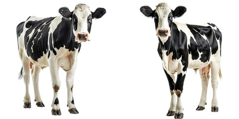 Black and white cow isolated on transparent background
