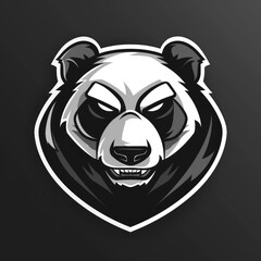 angry panda logo black white