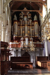 Amsterdam Oude Kerk Church Interior View with Organ, Netherlands