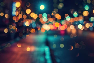 Fototapeten abstract street bokeh defocused night lights colorful © Eyepain