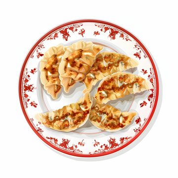 recommend clip art: Gyoza on Plate isolated on white