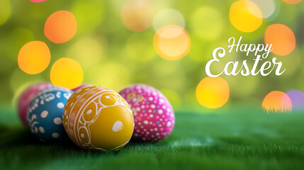 Fototapeta na wymiar Happy Easter greeting card for Easter celebration Festive decoration holiday concept