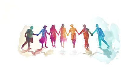 people holding hands in a circle. concept of diversity, unity an