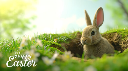 Fototapeta premium Happy Easter greeting card for Easter celebration Festive decoration holiday concept