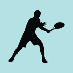 Tennis Athlete Player Pose Silhouette Vector