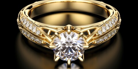 Symbolizing unity and devotion, the gold wedding ring is a precious emblem of matrimonial vows - obrazy, fototapety, plakaty