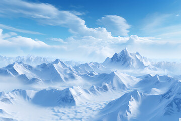Fototapeta na wymiar Beautiful mountain landscape with snow and clear blue sky.