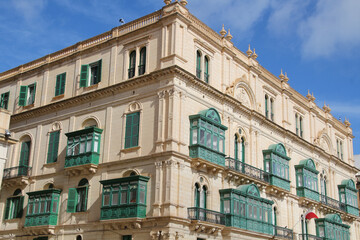 Fototapeta na wymiar Palazzo Ferreria, is a palace near the entrance of Valletta, the capital of Malta-It was built at the end of the 19th century
