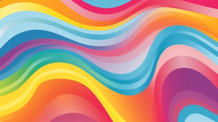 rainboow colorful 70s hippie retro wave curve dynamic line groovy abstract.