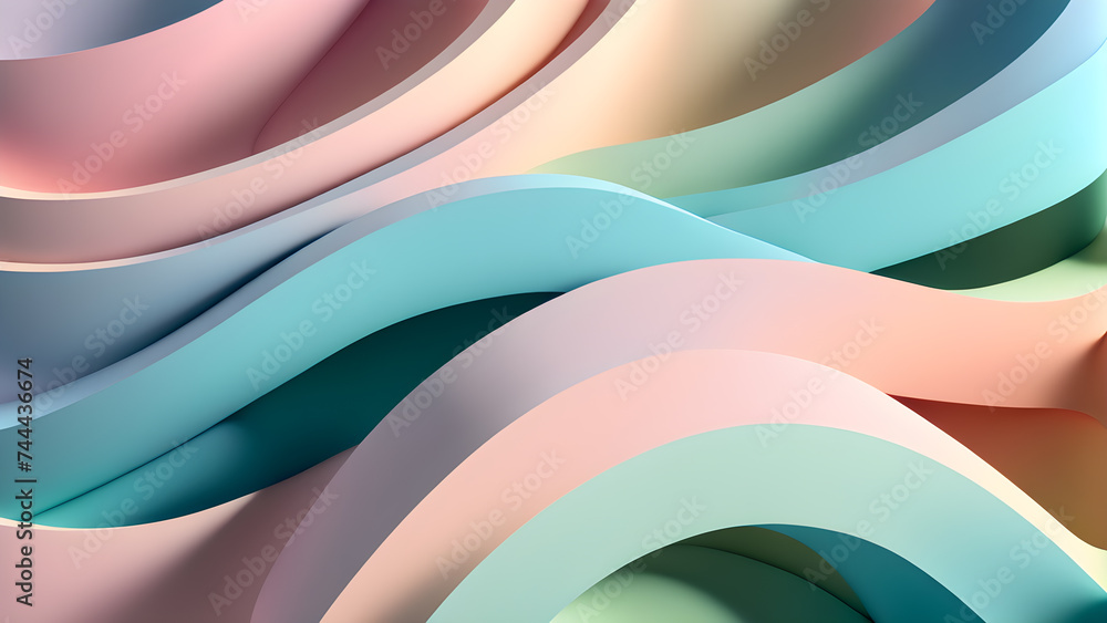 Aufkleber abstract-3d-rendering-curved-lines-converging-and-intertwining-against-a-minimalist-background