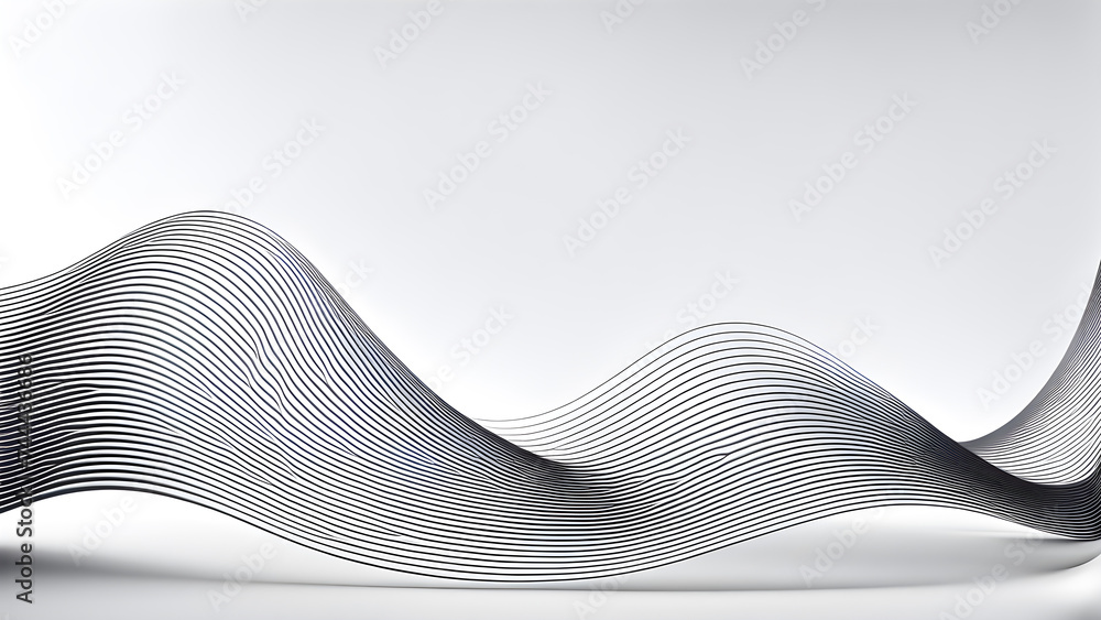 Aufkleber abstract-3d-rendering-of-curved-lines-forming-gentle-waves-positioned-centrally-on-a-white-backgroud