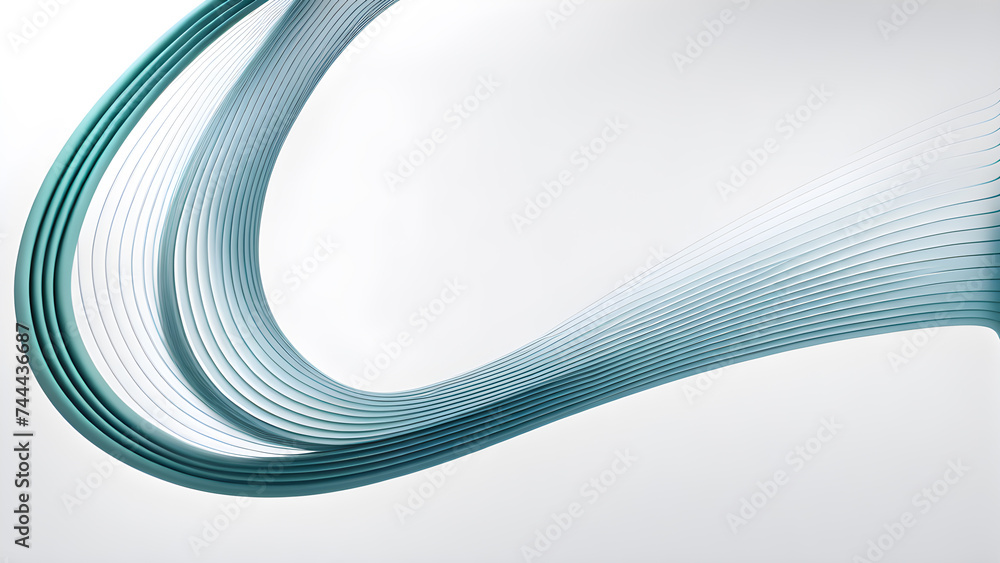 Aufkleber abstract-3d-rendering-of-curved-lines-forming-gentle-waves-positioned-centrally-on-a-white-backgroud