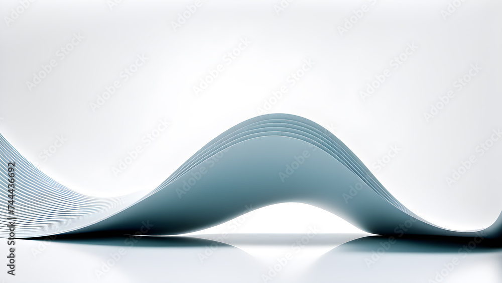 Aufkleber abstract-3d-rendering-of-curved-lines-forming-gentle-waves-positioned-centrally-on-a-white-backgroud