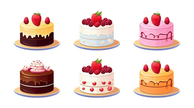 birthday cake illustration in vector format, isolated on a white background