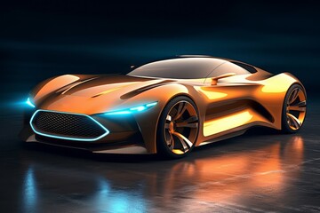 Electric sport car design concept for clean energy vehicle Created with Generative AI technology.