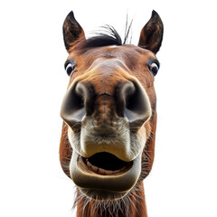 Funny horse face isolated on transparent background.