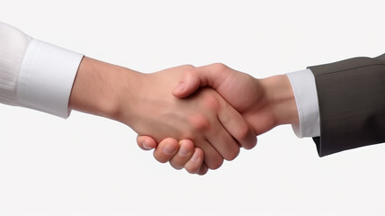 Isolated on a white background, businesspeople are shaking hands.