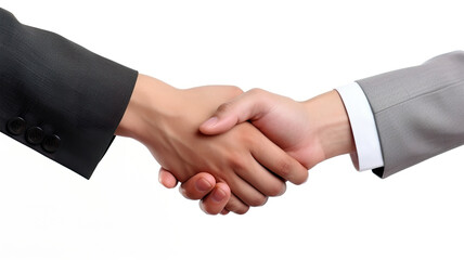 Isolated on a white background, businesspeople are shaking hands.