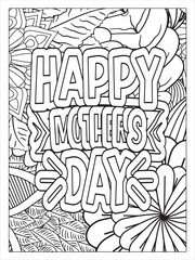 Fototapeta na wymiar Best MOM font with flowers pattern. Hand drawn with black and white lines. Doodles art for Mother's day or greeting cardMotivational quotes coloring page with mandala background.