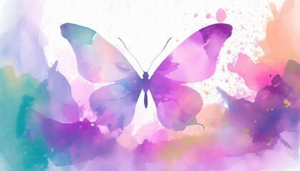 background with butterfly wallpaper Wallpaper texter butterfly on a pink background, Watercolor Colorful Butterfly