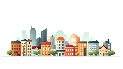 Isolated vector illustration of city landscape buildings on a white background