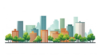 Fototapeta premium Isolated vector illustration of city landscape buildings on a white background