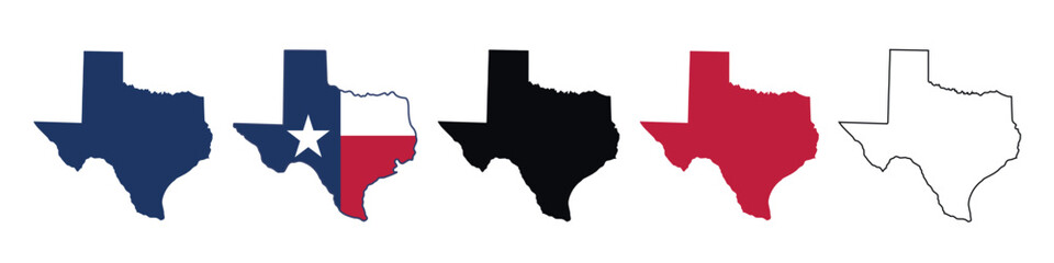 Texas map icon set, Texas map isolated on transparent background. png file - obrazy, fototapety, plakaty