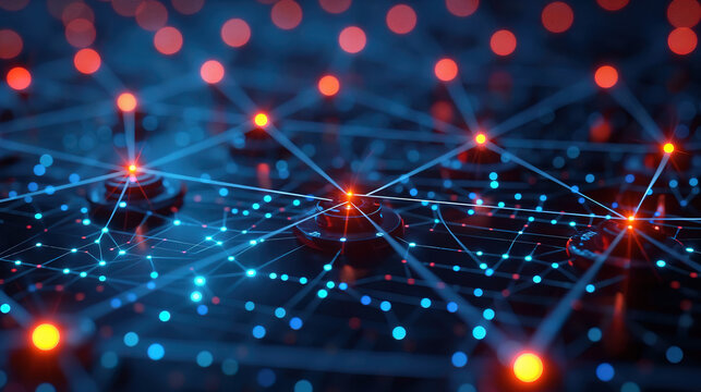 Digital business peer-to-peer connection illustration, futuristic exchange blockchain security datum networking tech structure, web banking information communication infrastructure