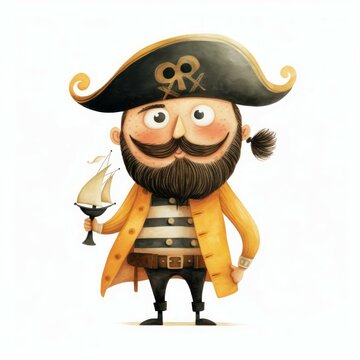 Pirate cartoon character drawing design for student learning Created with Generative AI technology.