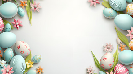 Naklejka na ściany i meble Easter Vintage Egg Border Background,Easter poster background template with Easter,aster poster template with 3d realistic Easter eggs Template for advertising, poster, flyer, greeting card ai 