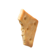 Piece of tasty cracker isolated on white