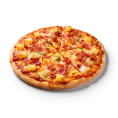 Hawaiian pizza isolated on pure white background