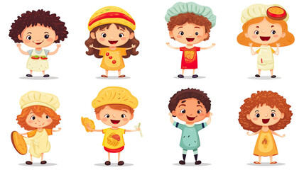 Fototapeta premium Kids dressed in food costumes isolated on a pure white background