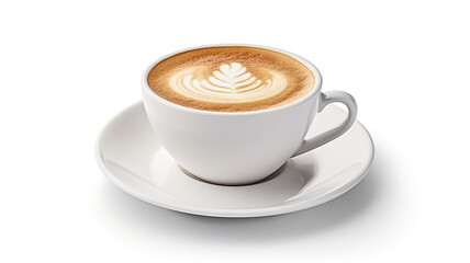 Obraz premium Latte coffee cup isolated on pure white background