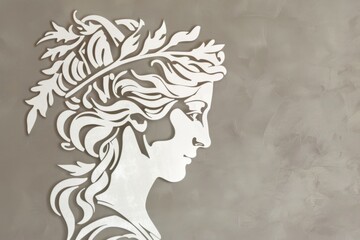 Minerva goddess of wisdom in minimalist artwork illustrates a profile of mythology and Roman heritage