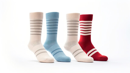 New colorful socks isolated on pure white background