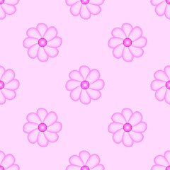 Pink flower seamless pattern for printing. Simple gradient flower on a pink background. (JPG Preview)