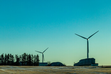 Wind turbine farm. Red Deer County, Alberta, Canada