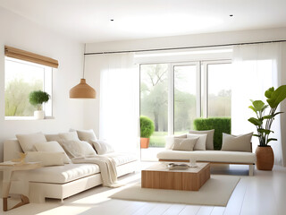 3d render of a contemporary living room interior