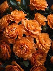 Orange bouquet of flowers detailed texture background for wedding, debut or any occassion like graduation or prom from Generative AI