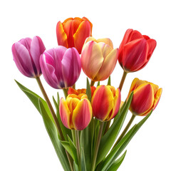 colored tulip flower bouquet isolated